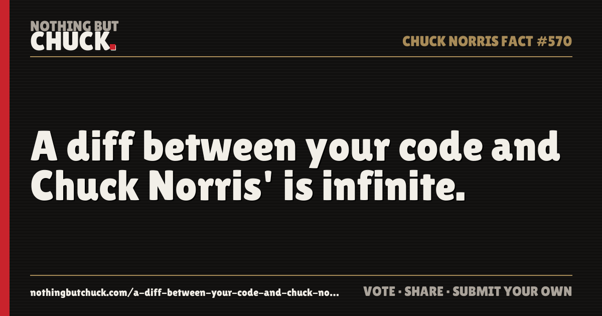 Share card: A diff between your code and Chuck Norris' is infinite.