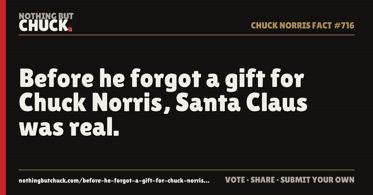 Share card: Before he forgot a gift for Chuck Norris, Santa Claus was real.