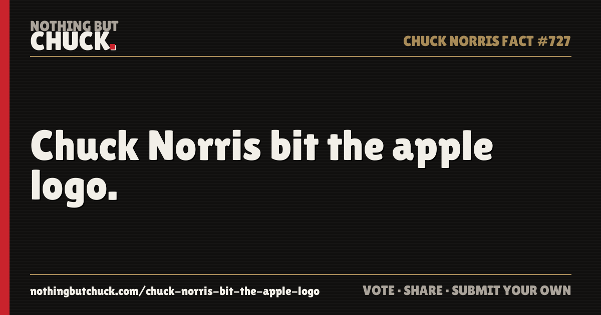 Share card: Chuck Norris bit the apple logo.