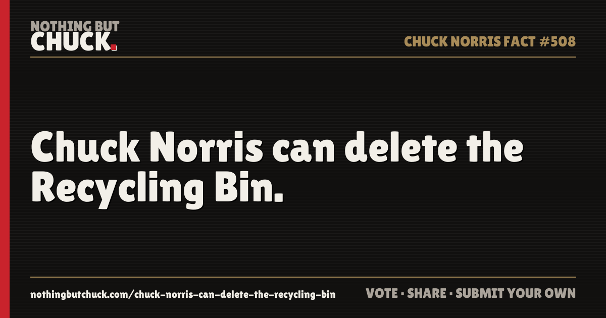 Share card: Chuck Norris can delete the Recycling Bin.