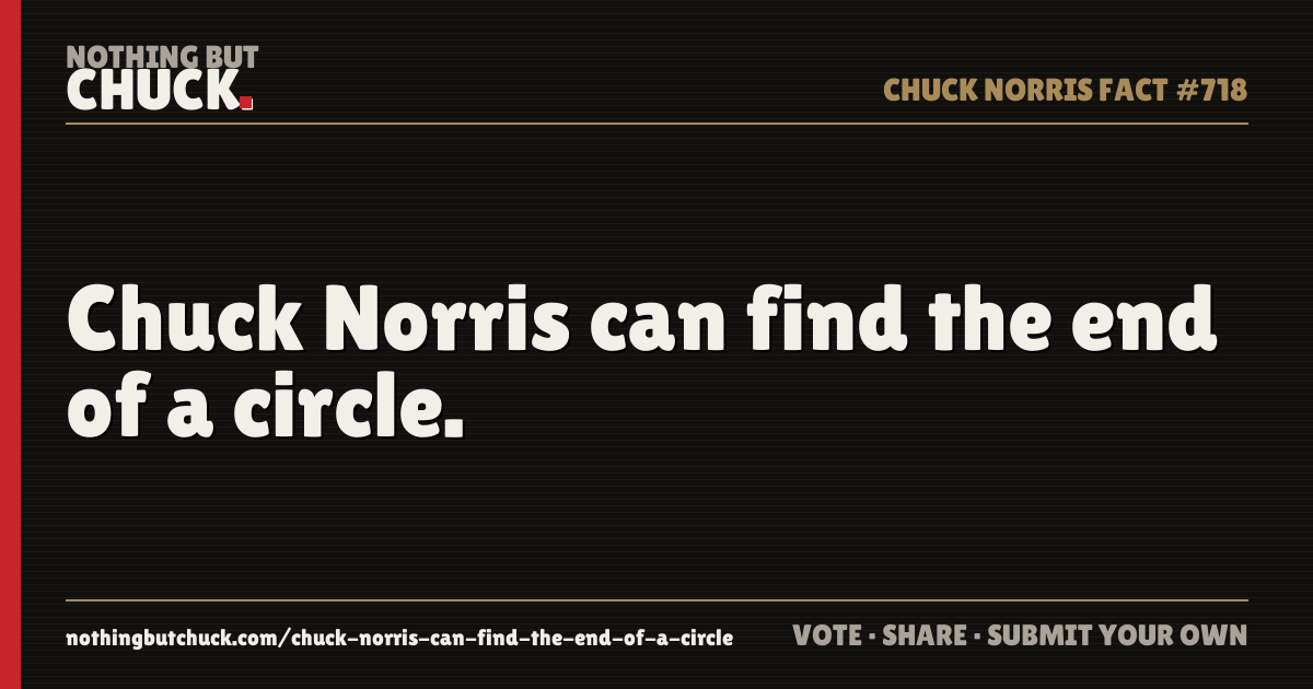 Share card: Chuck Norris can find the end of a circle.