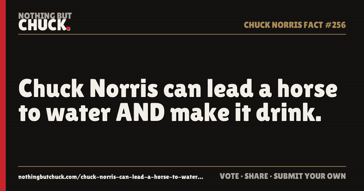 Share card: Chuck Norris can lead a horse to water AND make it drink.