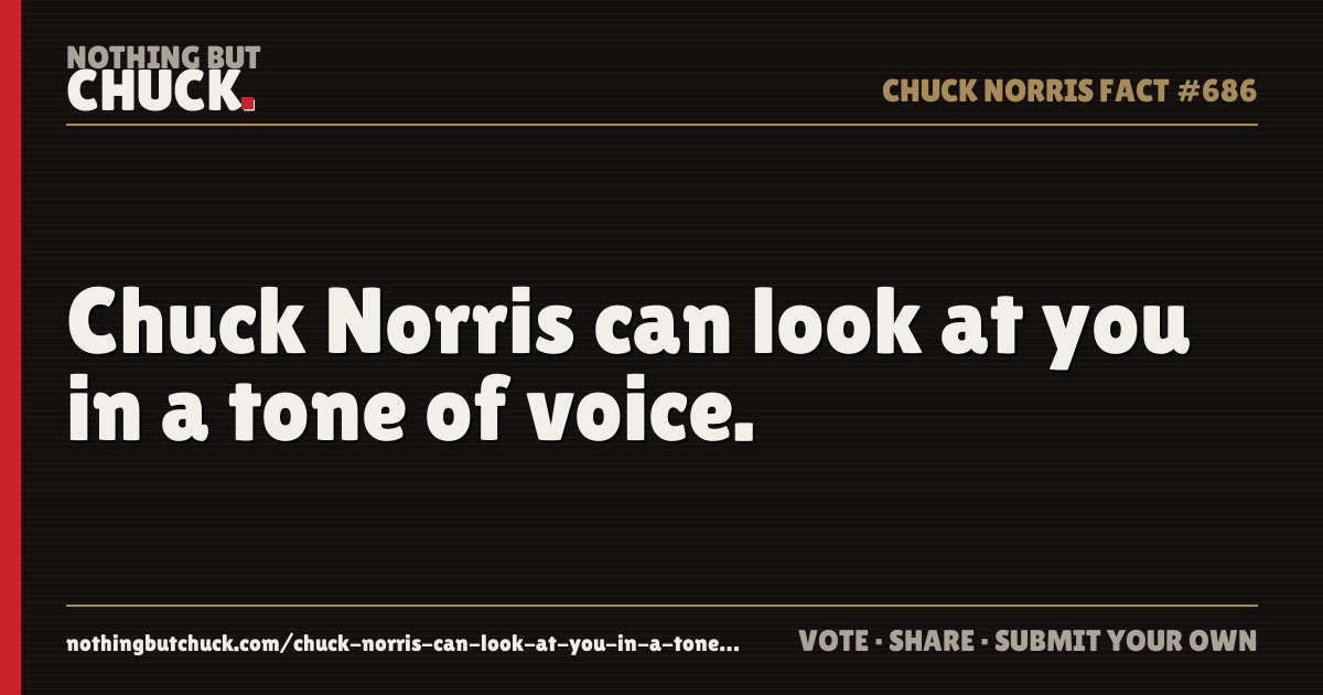 Share card: Chuck Norris can look at you in a tone of voice.