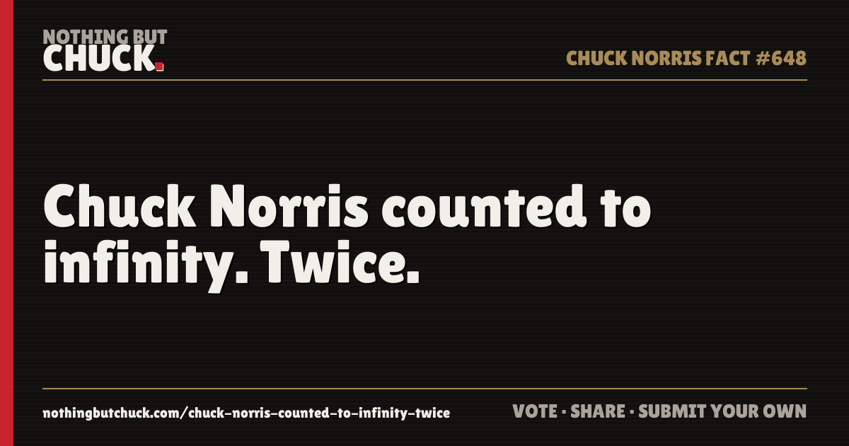 Share card: Chuck Norris counted to infinity. Twice.