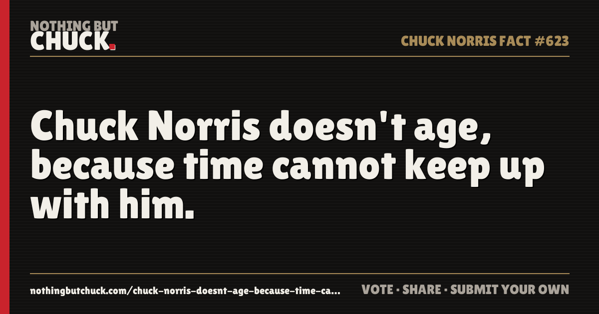 Share card: Chuck Norris doesn't age, because time cannot keep up with him.