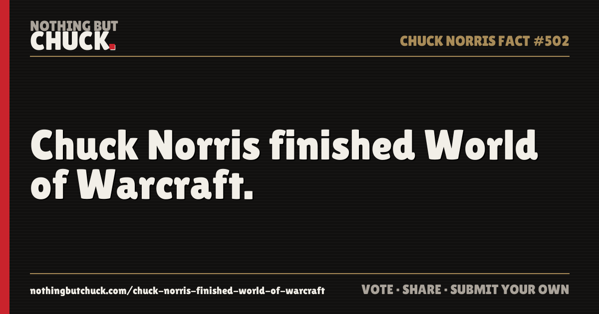 Share card: Chuck Norris finished World of Warcraft.