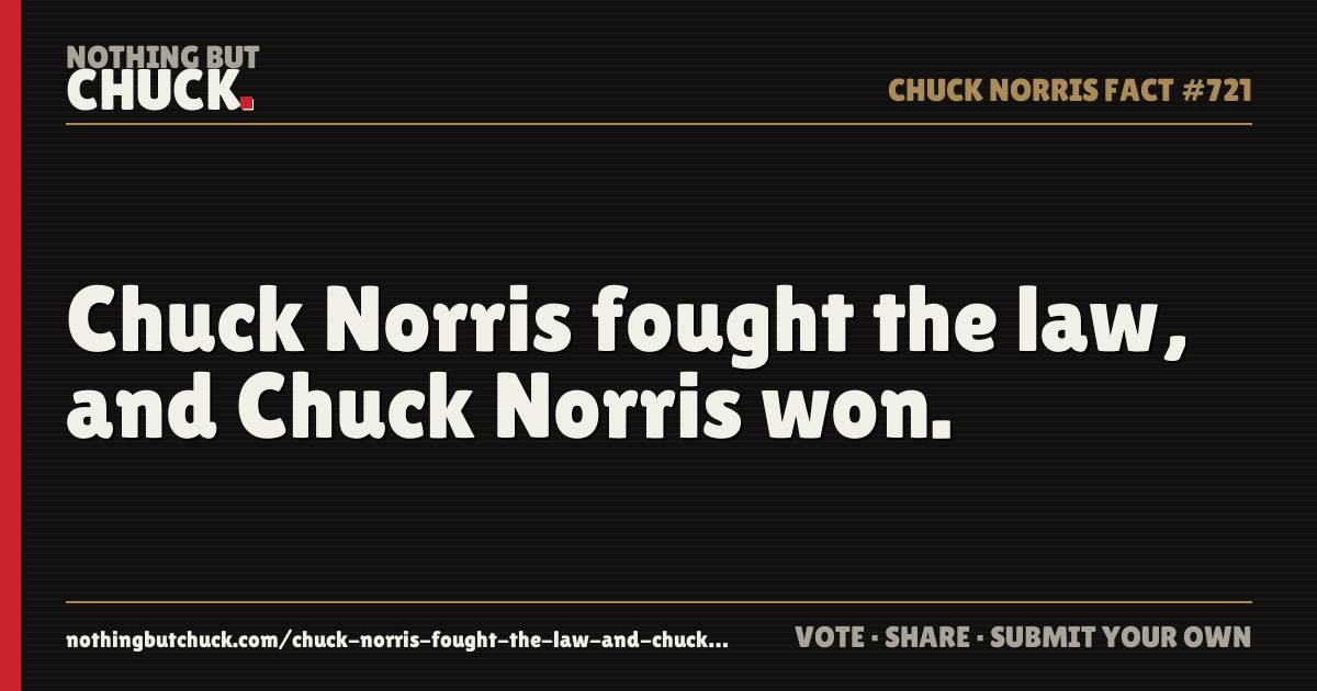 Share card: Chuck Norris fought the law, and Chuck Norris won.