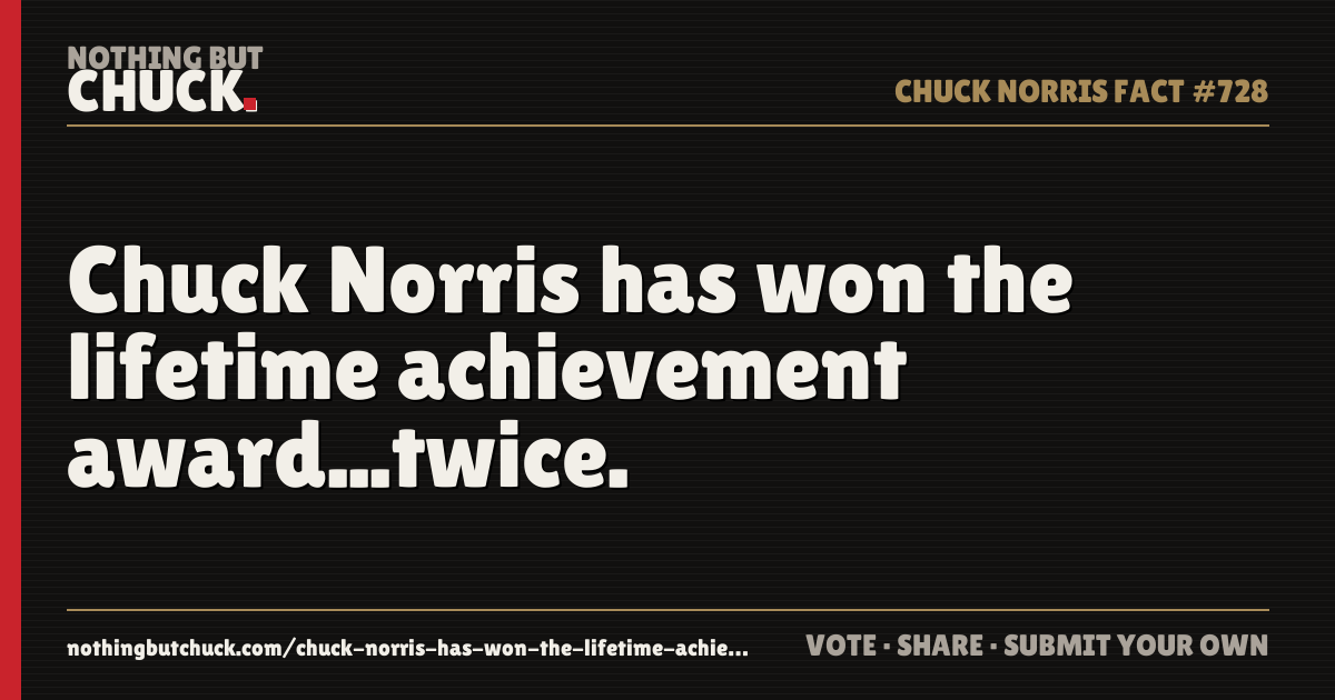 Share card: Chuck Norris has won the lifetime achievement award...twice.