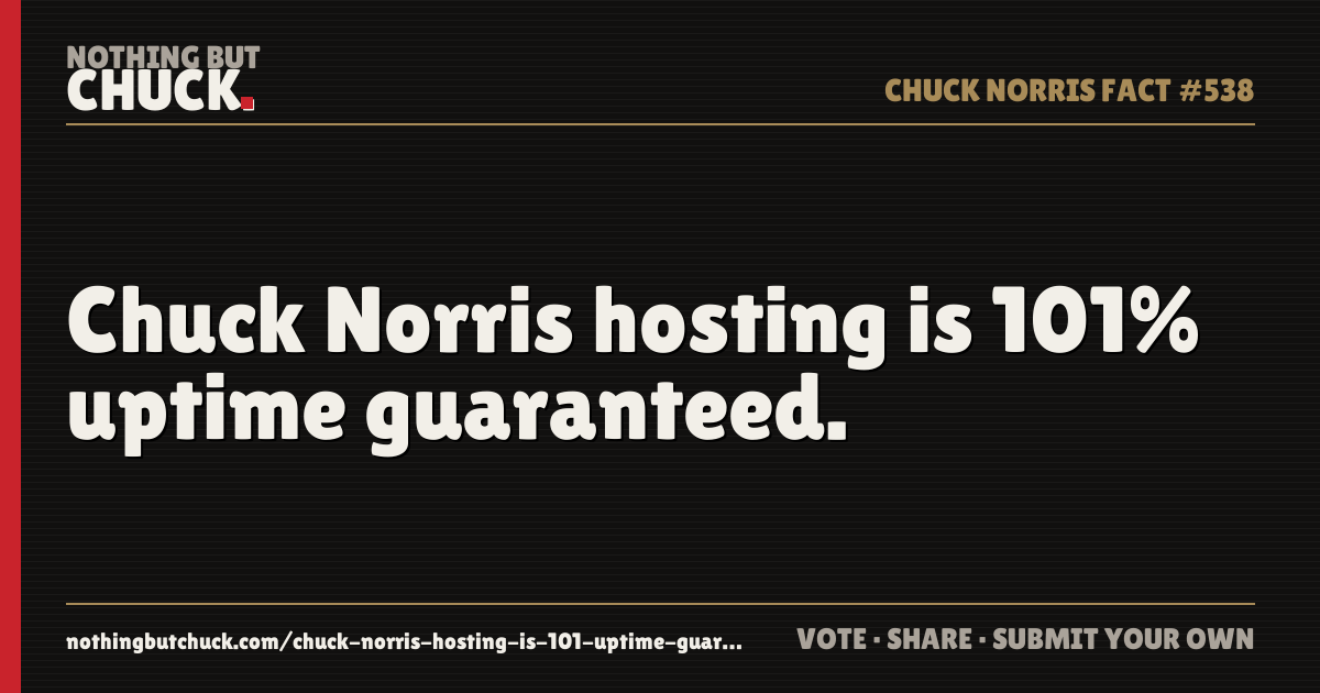 Share card: Chuck Norris hosting is 101% uptime guaranteed.
