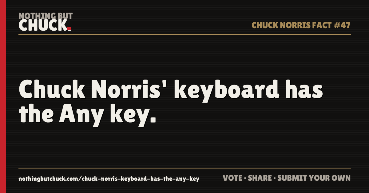Share card: Chuck Norris' keyboard has the Any key.