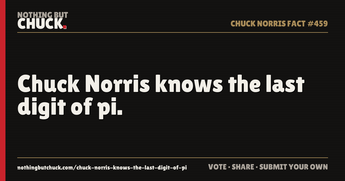 Share card: Chuck Norris knows the last digit of pi.