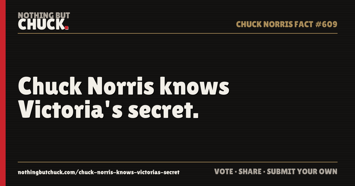 Share card: Chuck Norris knows Victoria's secret.