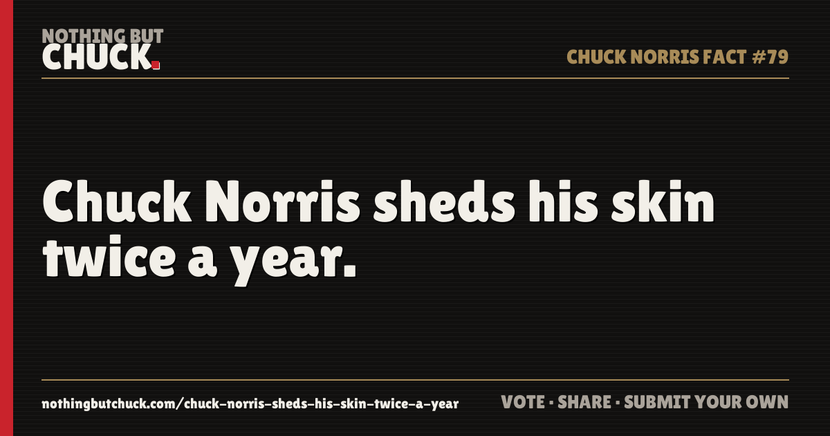 Share card: Chuck Norris sheds his skin twice a year.