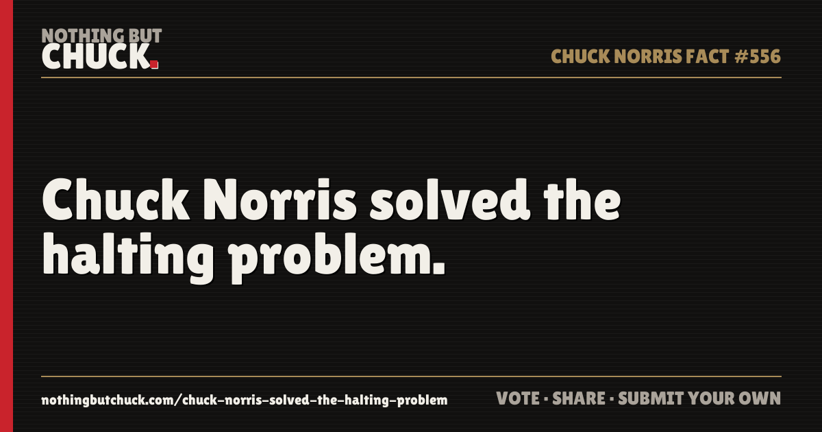 Share card: Chuck Norris solved the halting problem.