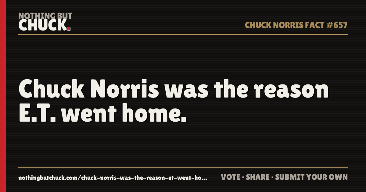 Share card: Chuck Norris was the reason E.T. went home.