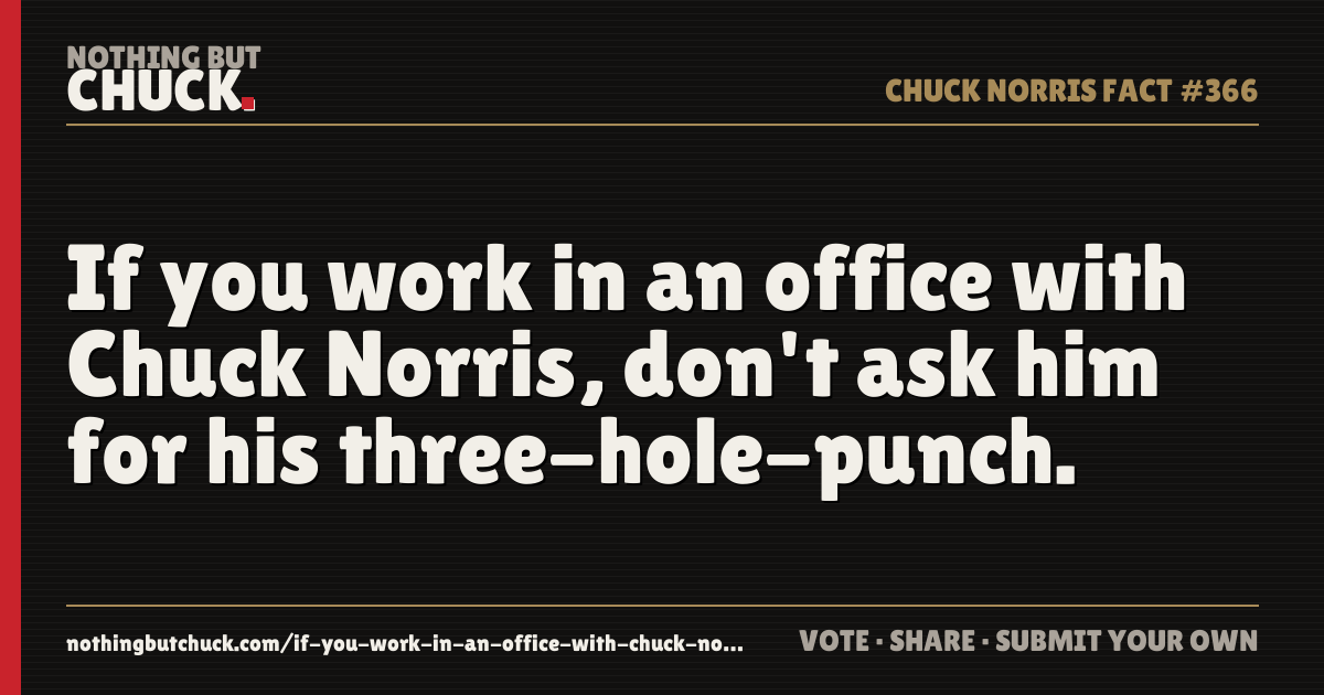 Share card: If you work in an office with Chuck Norris, don't ask him for his three-hole-punch.