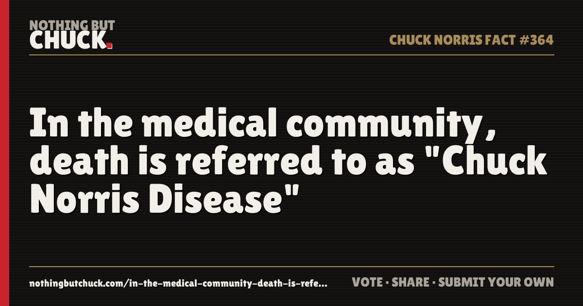 Share card: In the medical community, death is referred to as "Chuck Norris Disease"