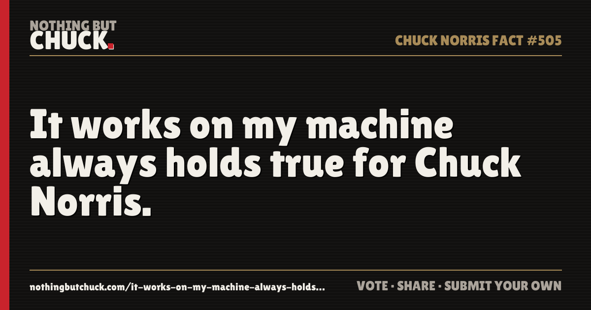 Share card: It works on my machine always holds true for Chuck Norris.
