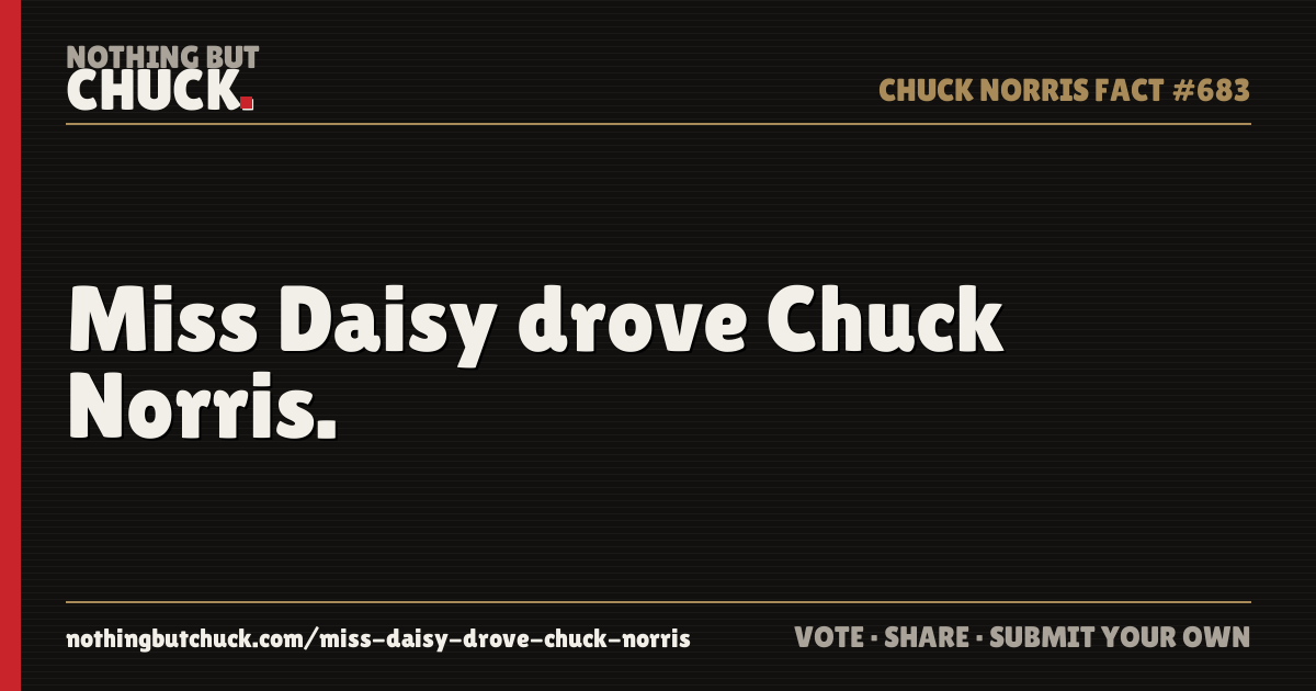 Share card: Miss Daisy drove Chuck Norris.