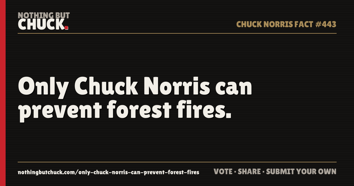 Share card: Only Chuck Norris can prevent forest fires.