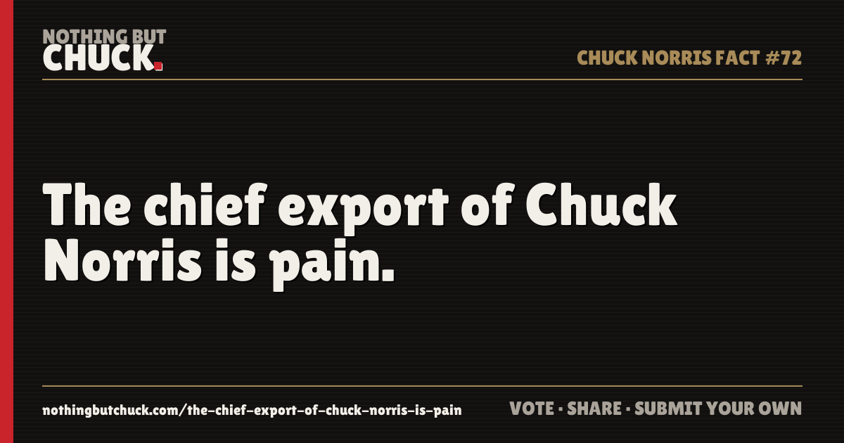 Share card: The chief export of Chuck Norris is pain.