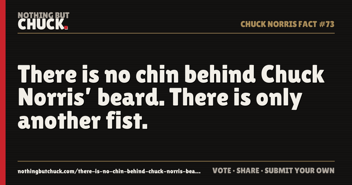 Share card: There is no chin behind Chuck Norris’ beard. There is only another fist.