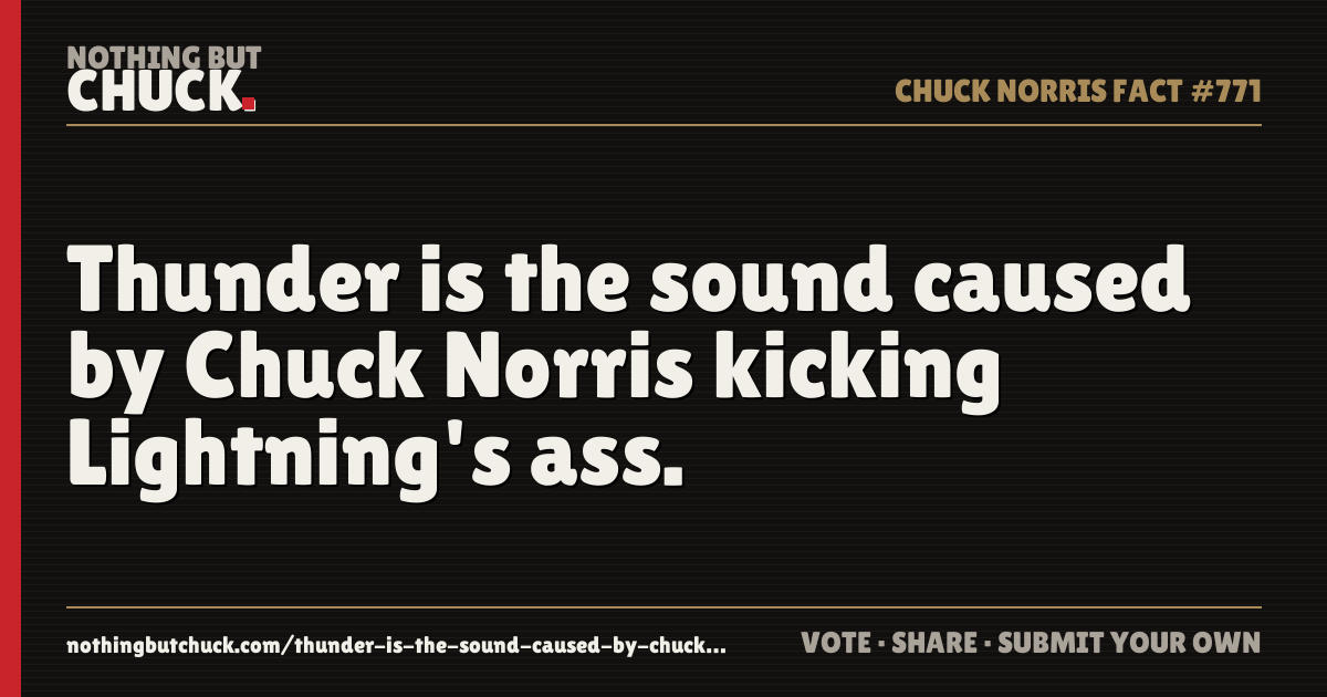 Share card: Thunder is the sound caused by Chuck Norris kicking Lightning's ass.