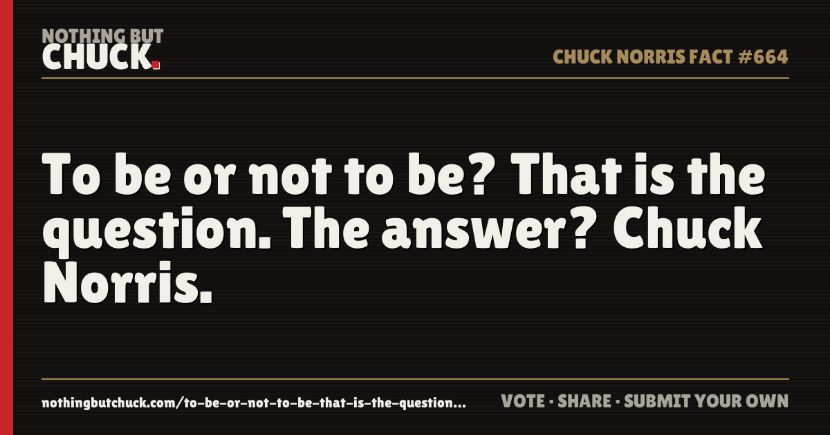 Share card: To be or not to be? That is the question. The answer? Chuck Norris.