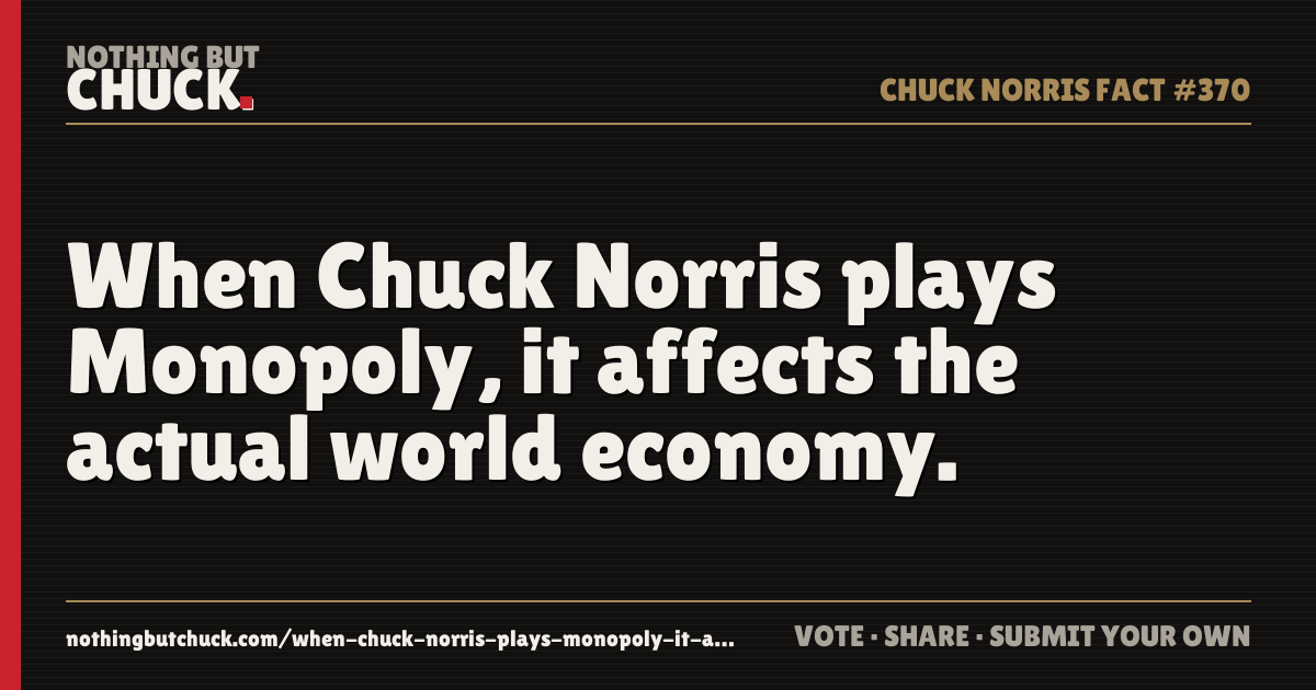 Share card: When Chuck Norris plays Monopoly, it affects the actual world economy.